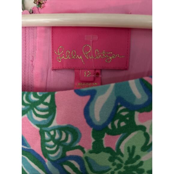 Lilly Pulitzer Donna Romper 12 Womens Pink Green Floral Side Tie Coconut Row New - Picture 5 of 16
